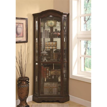 Coaster Coaster 950175 5 Shelf Corner Curio Cabinet with Shaped Crown and Base 950175